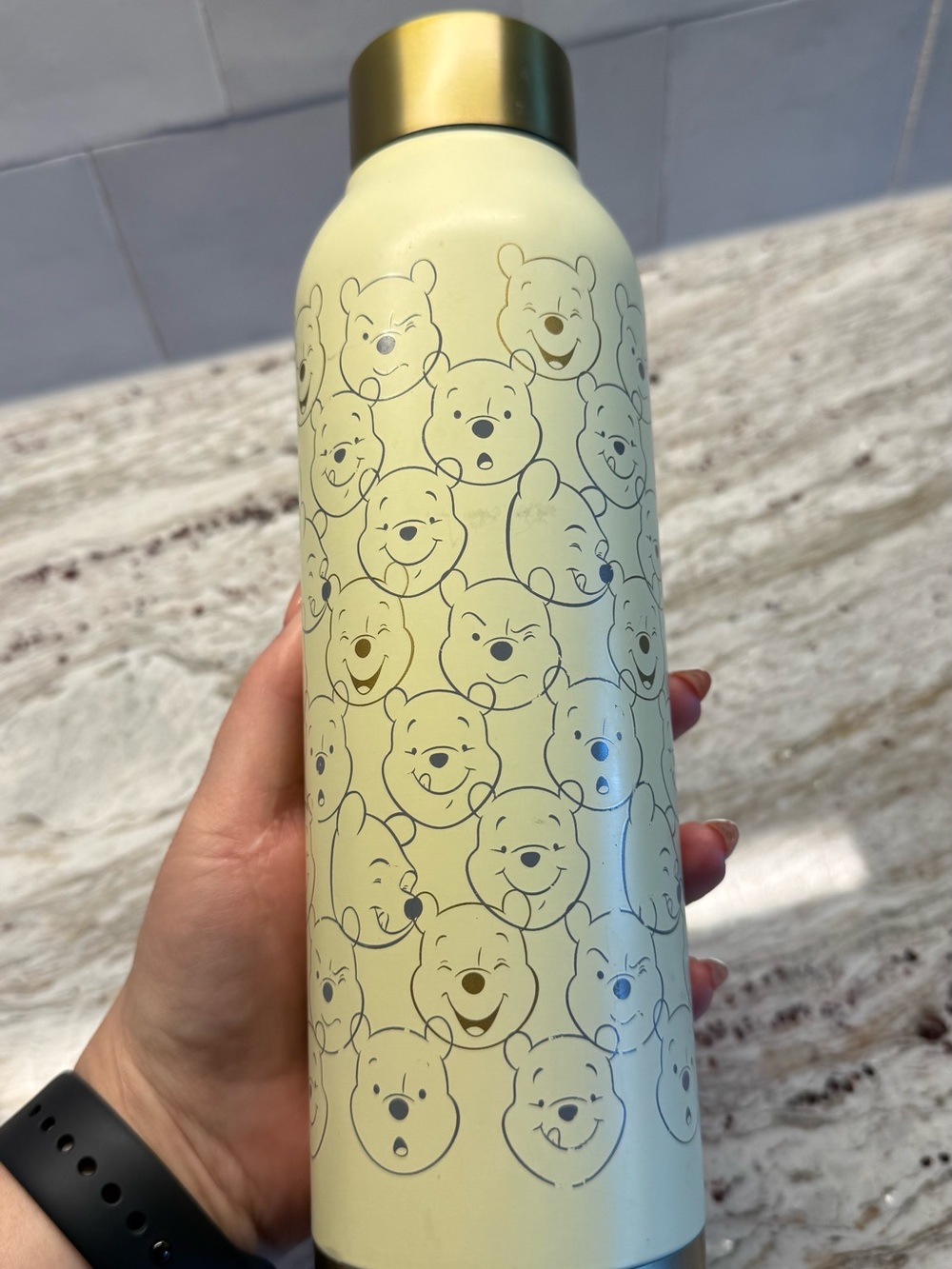 Disney Winnie the Pooh Cream and Gold Stainless Water Bottle